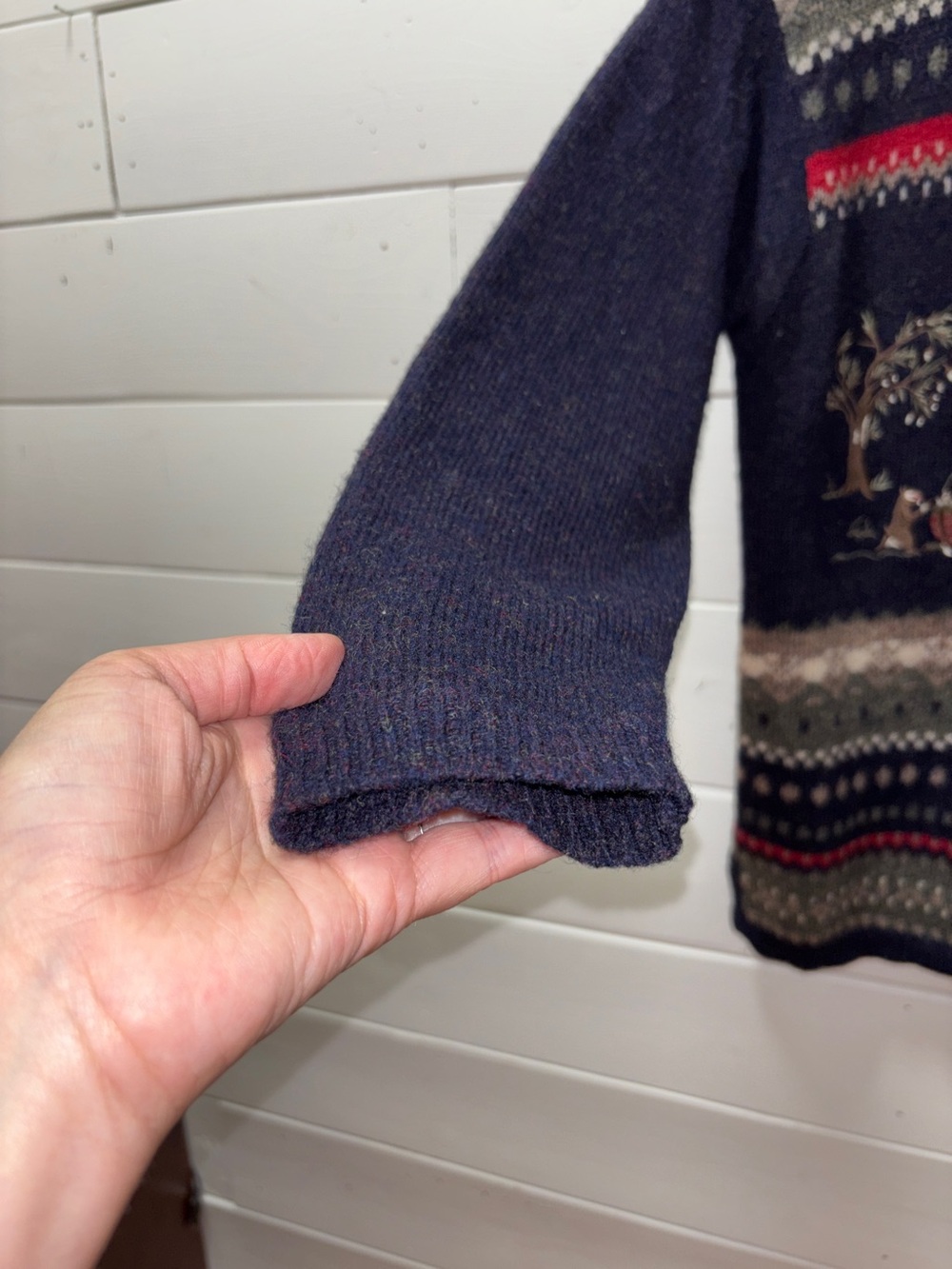 M.A.T. Vintage Fair Isle Embroidered Cardigan Cottagecore Woodland Knit Size S - Picture 8 of 12